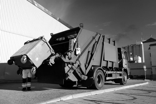 Hazardous waste containers at a disposal facility